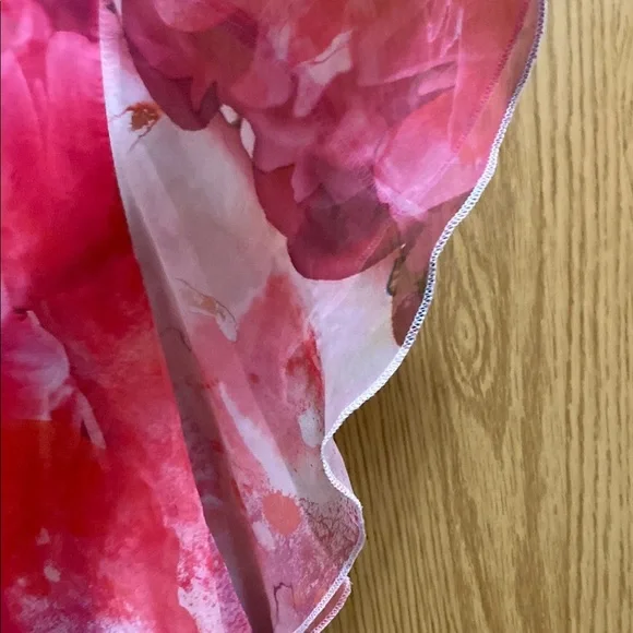 ONE WORLD Pink and Red Flutter Sleeve Blouse - Picture 7 of 15